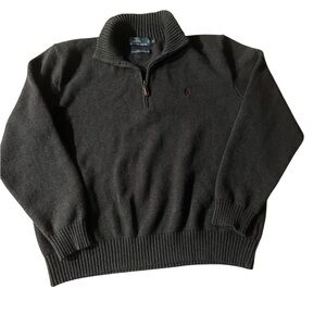 Polo Ralph Lauren Quarter Zip Sweater - Mens Size XL - Dark Gray Charcoal Preppy